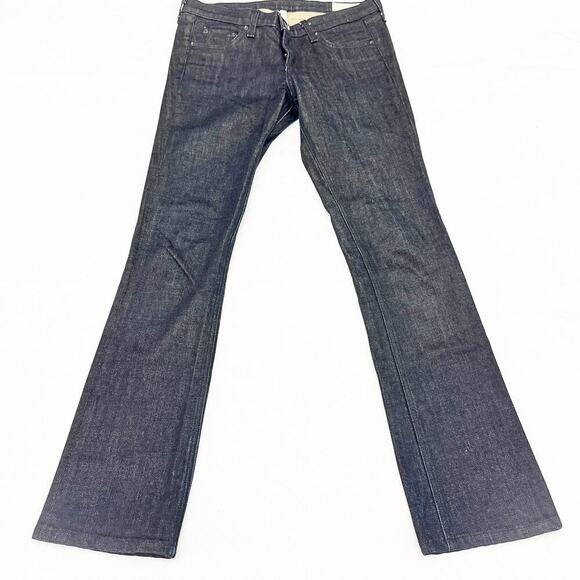 Rag & Bone Stiletto Boot Dark Wash Denim Jeans Olive Bootcut Zip Fly Size 28 - Picture 2 of 8